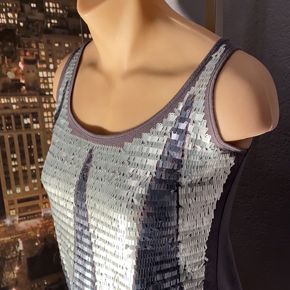 ARMANI EXCHANGE - grey tank w silver & grey sequins - S - Picture 8 of 16